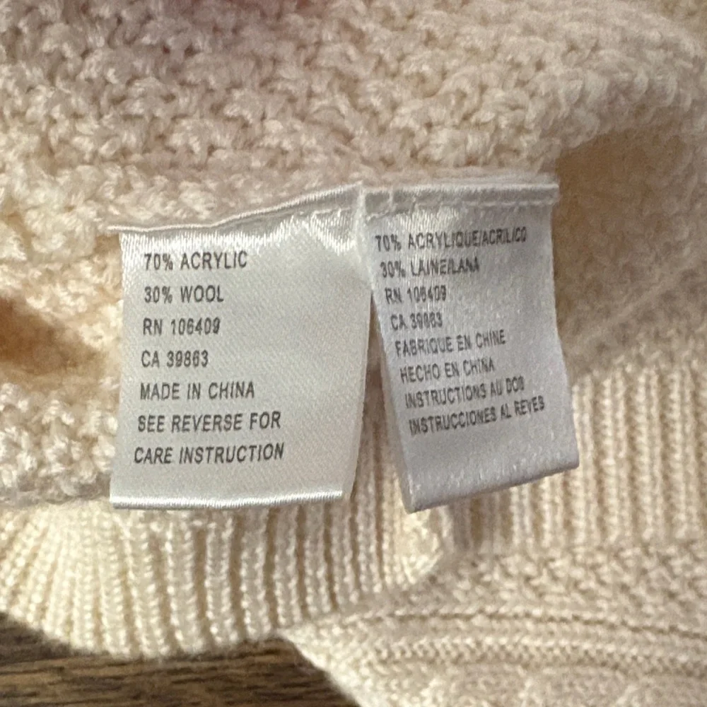 Tahari Arthur S. Levine Cable Knit Sweater Dress Cowl Neck Cream Ivory - Picture 7 of 7